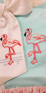 Flamingo Embroidered Jayleigh Bows