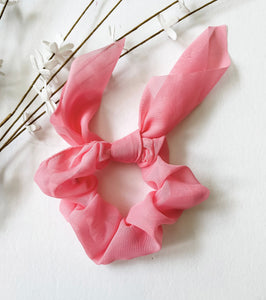 Flamingo Pink Chiffon Bow Scrunchie