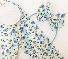 Load image into Gallery viewer, Baby Blue Floral Bow and Headband