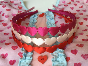 Baby Pink Satin Hearts Headband