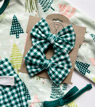 Load image into Gallery viewer, Green Gingham Lounge Bows