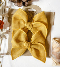 Load image into Gallery viewer, Curry Linen Bows and Headbands