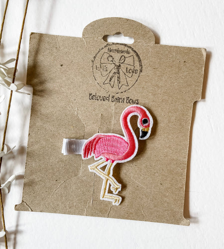 Flamingo Embroidered Clips
