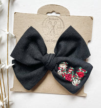 Load image into Gallery viewer, *PREORDER* Holiday Floral Embroidered Initial Bows