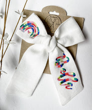 Load image into Gallery viewer, *4 Week TAT* Rainbow Embellished Linen Name Bows