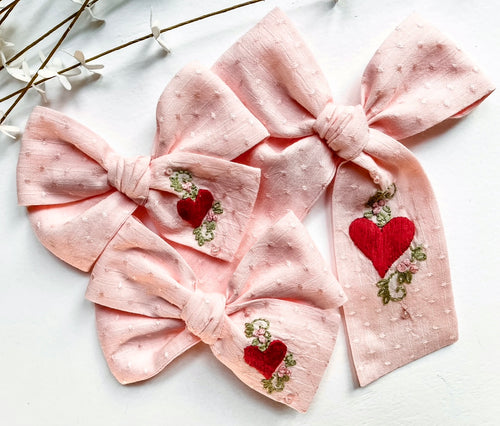 Love Story Embroidered Bows