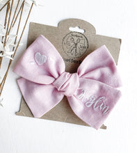 Load image into Gallery viewer, *4 Week TAT* Sweet Pink Linen Name Bows