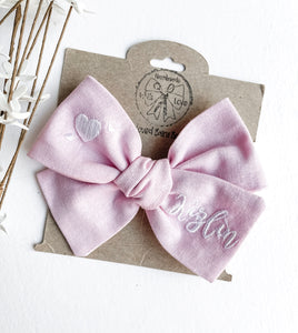 *4 Week TAT* Sweet Pink Linen Name Bows