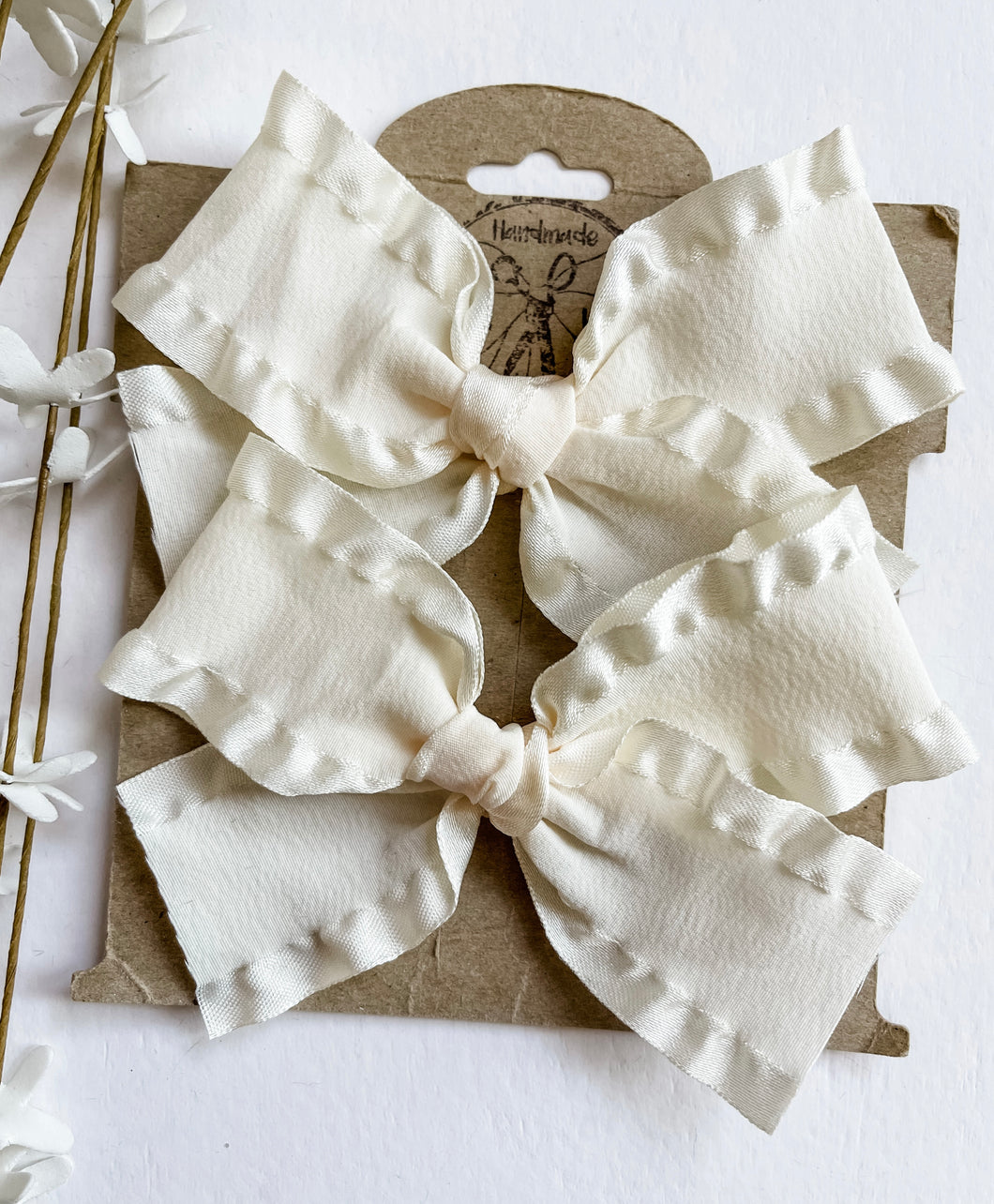 Pigtails Romantic Double Ruffle Bows