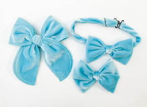 Sky Blue Velvet Bow tie