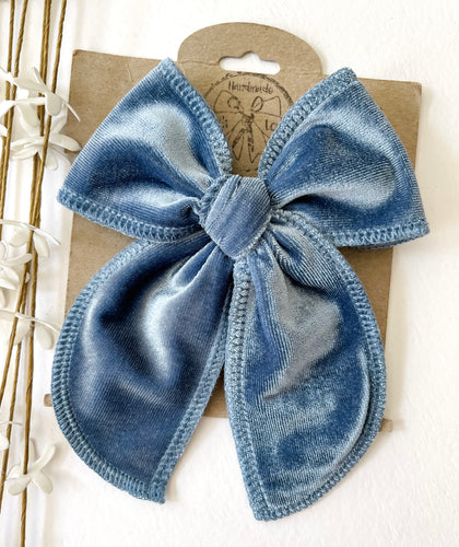 Dusty Blue Kali Velvet Bows