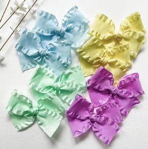 Pastel Pigtails Double Ruffle Bows