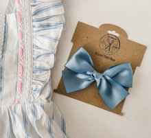 Load image into Gallery viewer, Dusty Blue Satin Classic Bows and Headband