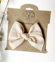Load image into Gallery viewer, Ivory Linen Bows and Headbands