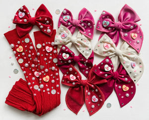 Red Valentines Embellished Socks