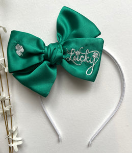 Lucky Charm Embroidered Satin Bows