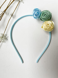 Pastel Spring Satin Roses Headbands