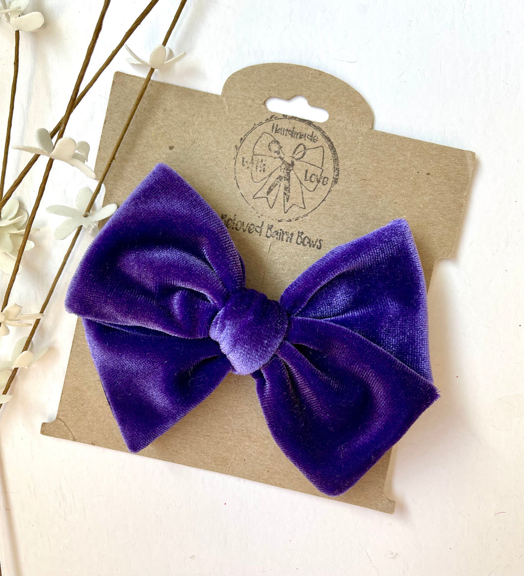 Purple Velvet Handtied Bows