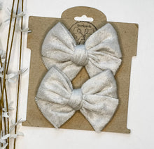 Load image into Gallery viewer, Crushed Silver Handtied Bows and Headbands