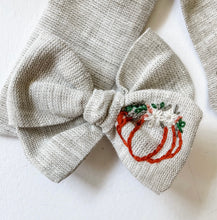 Load image into Gallery viewer, Pumpkin Natural Embroidered Bows and Headbands