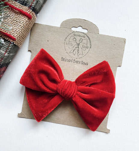 Classic Red Velvet Handtied Bow