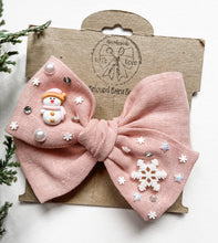 Load image into Gallery viewer, Pink Winter Wonderland Embellished Bow