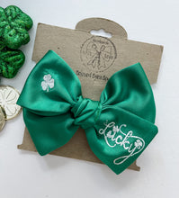 Load image into Gallery viewer, Lucky Charm Embroidered Satin Bows