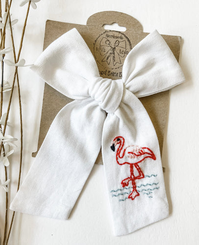 Flamingo Embroidered Bows