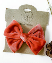 Load image into Gallery viewer, Burnt Sienna Velvet Handtied Bow