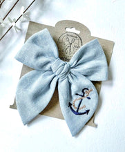 Load image into Gallery viewer, Chambray Anchors Bows and Headbands