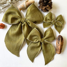 Load image into Gallery viewer, Olive Linen Beloved Bows and Headbands