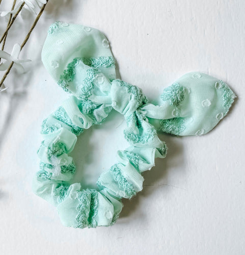 Sea Foam Chiffon Bow Scrunchie