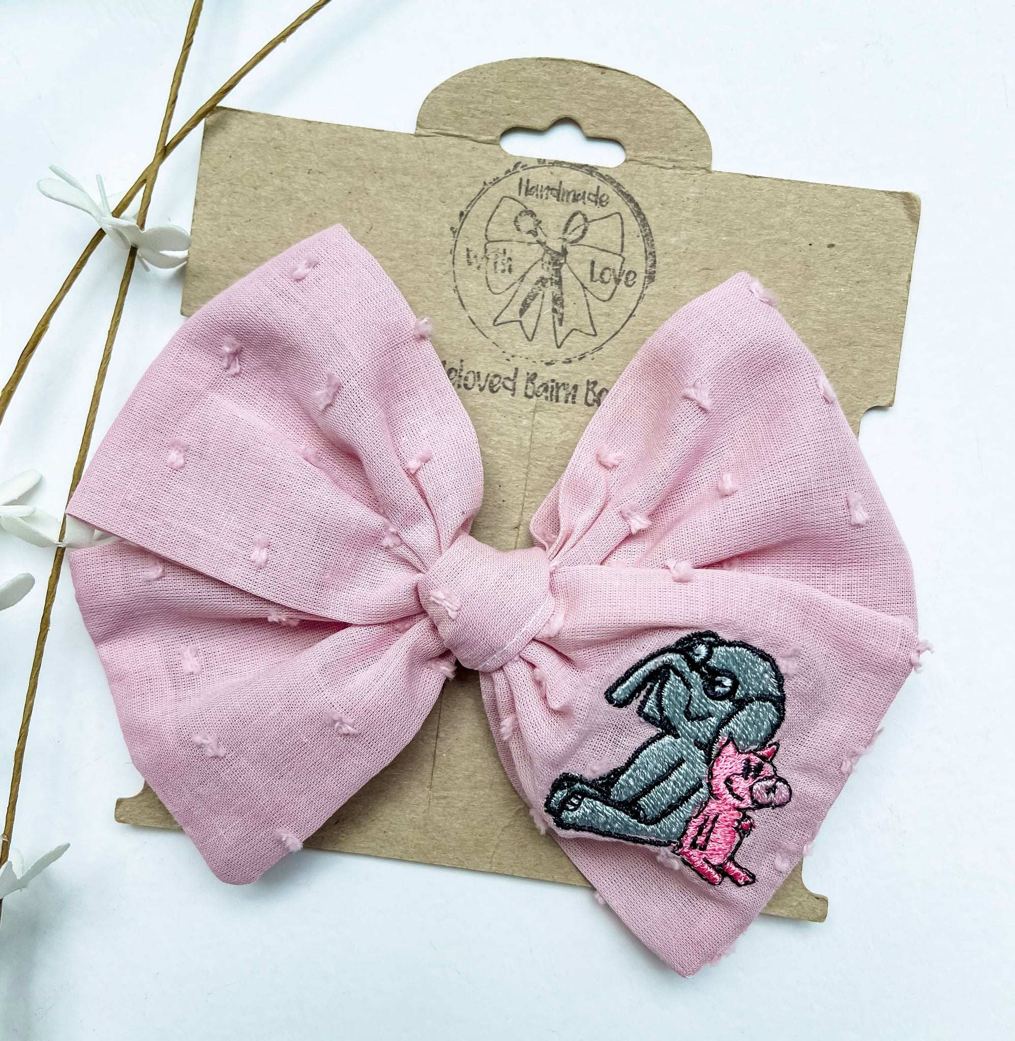 Elephant & Piggie (Pink)Bows and Headbands Kacy on Clip