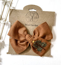 Load image into Gallery viewer, Holiday Pine Embroidered Jayleigh and Handtied Bows