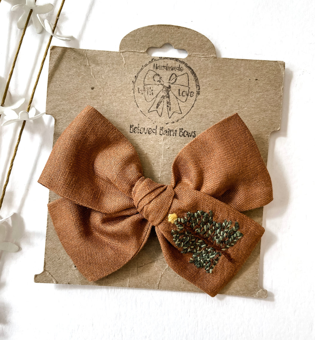 Holiday Pine Embroidered Jayleigh and Handtied Bows