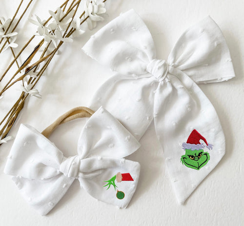 Grinch Bows and Headbands