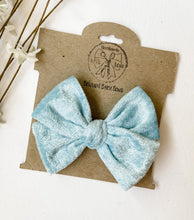 Load image into Gallery viewer, Crushed Baby Blue Handtied Bows and Headbands