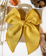 Load image into Gallery viewer, Curry Linen Bows and Headbands
