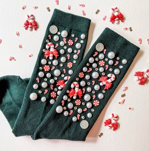 Candycane Embellished Socks