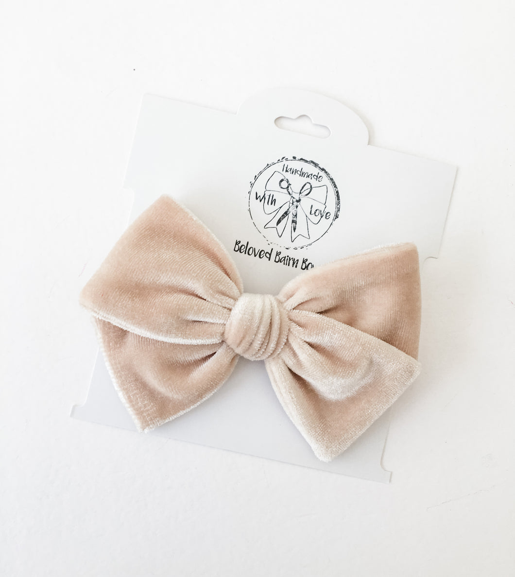 Champagne Handtied Velvet Bows and Headbands