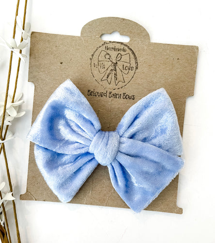 Periwinkle Velvet Handtied Bow