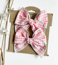 Load image into Gallery viewer, *SALE* Pink/mint Gingham Bows and Headbands