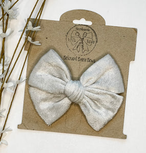 Crushed Silver Handtied Bows and Headbands