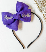 Load image into Gallery viewer, Boo! Purple Embroidered Name Bows