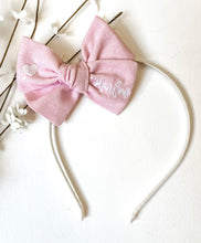 Load image into Gallery viewer, *4 Week TAT* Sweet Pink Linen Name Bows