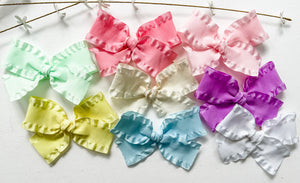 Pastel Handtied Double Ruffle Bows