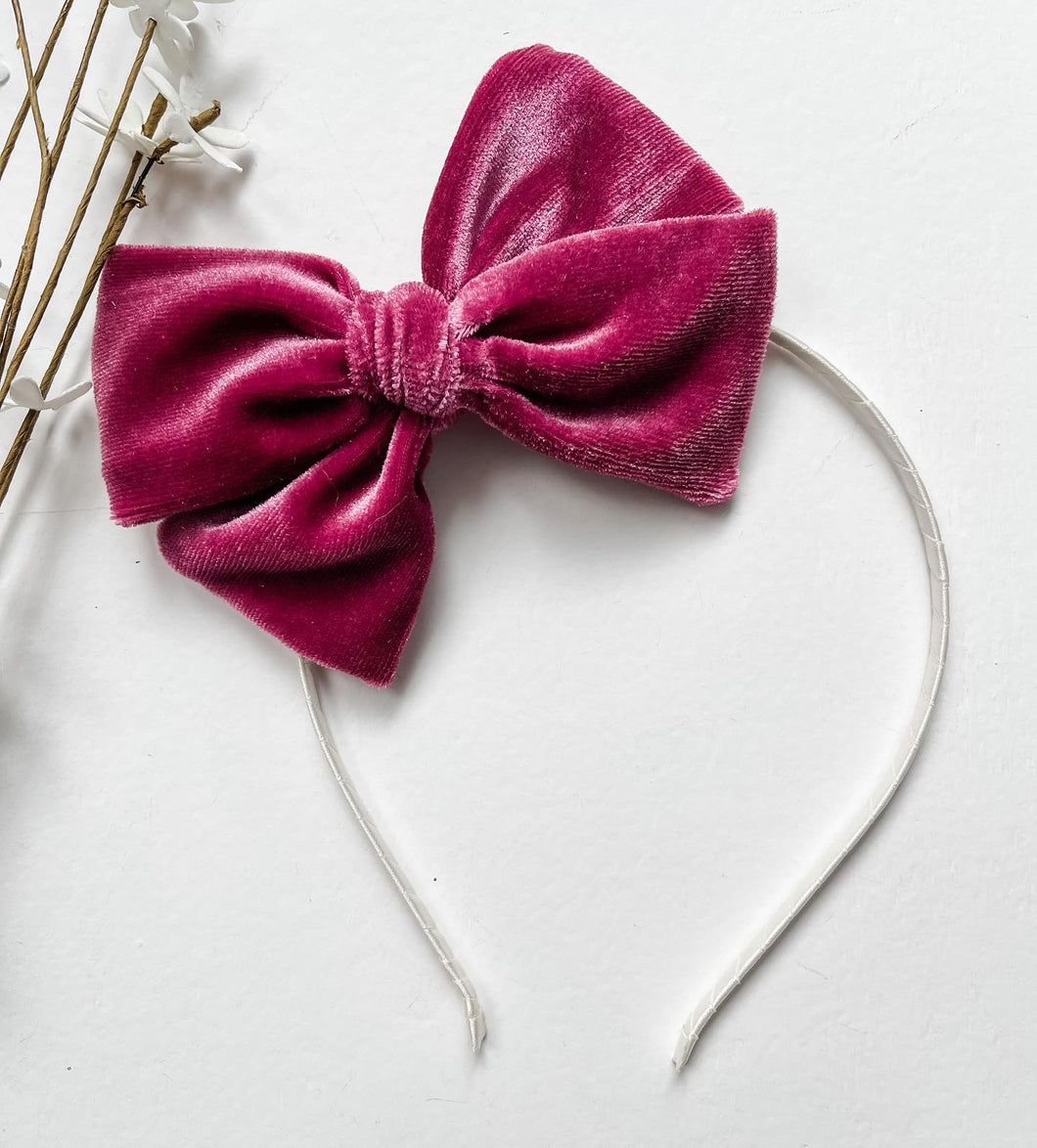 Raspberry Handtied Bows and Headbands