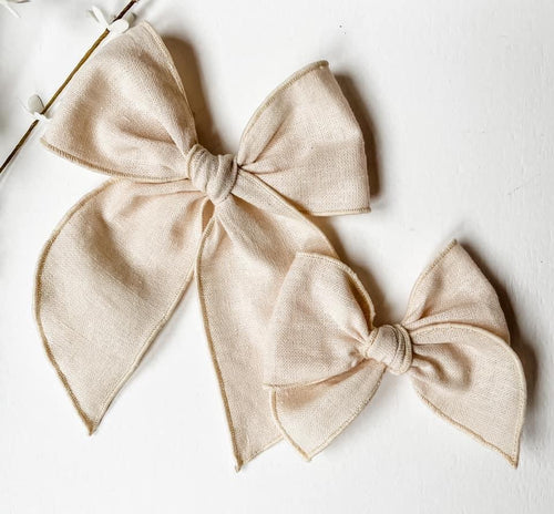 Ivory Linen Bows and Headbands