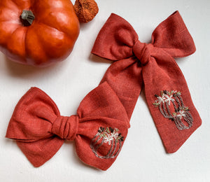 Pumpkin Ginger Embroidered Bows and Headbands