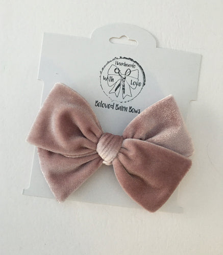 Mauve Handtied Velvet Bows and Headbands